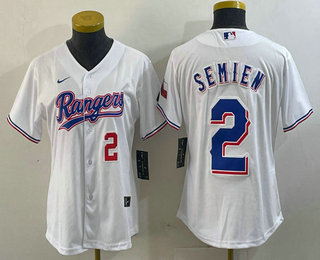 Women's Texas Rangers #2 Marcus Semien Number White 2024 Gold Collection Limited Cool Base Jersey 13