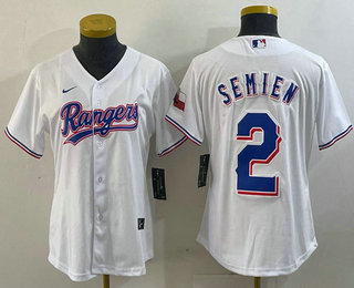 Women's Texas Rangers #2 Marcus Semien White 2024 Gold Collection Limited Cool Base Jersey 11