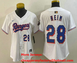 Women's Texas Rangers #28 Jonah Heim Number White 2024 Gold Collection Limited Cool Base Jersey 11