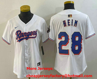Women's Texas Rangers #28 Jonah Heim White 2024 Gold Collection Limited Cool Base Jersey 11