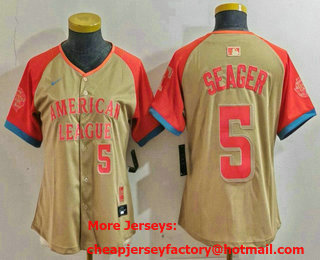 Women's Texas Rangers #5 Corey Seager Number Cream 2024 All Star Limited Stitched Jersey