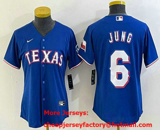 Women's Texas Rangers #6 Josh Jung Blue Stitched MLB Cool Base Nike Jersey