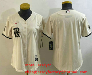 Women's Texas Rangers Blank Cream 2023 City Connect Stitched Baseball Jersey 01