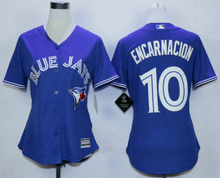Women's Toronto Blue Jays #10 Edwin Encarnacion Blue Cool Base Baseball Jersey