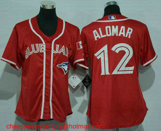 Women's Toronto Blue Jays #12 Roberto Alomar Red Stitched MLB 2016 Canada Day Cool Base Jersey