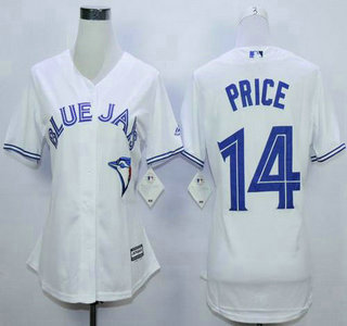 Women's Toronto Blue Jays #14 David Price Home White 2015 MLB Cool Base Jersey