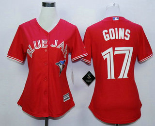 Women's Toronto Blue Jays #17 Ryan Goins Red Cool Base Baseball Jersey