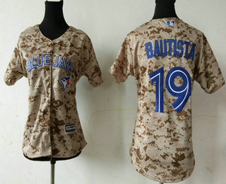 Women's Toronto Blue Jays #19 Jose Bautista Camo New Cool Base Jersey