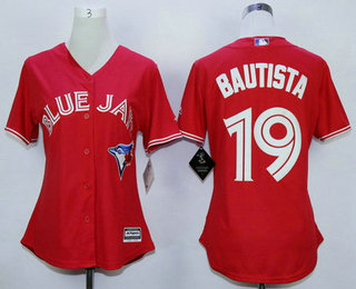 Women's Toronto Blue Jays #19 Jose Bautista Red Cool Base Baseball Jersey