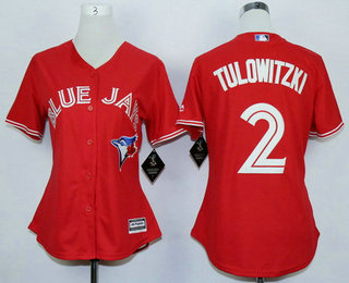 Women's Toronto Blue Jays #2 Troy Tulowitzki Red Cool Base Baseball Jersey