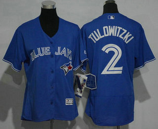 Women's Toronto Blue Jays #2 Troy Tulowitzki Royal Blue 2016 Flexbase Stitched Baseball Jersey