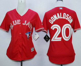 Women's Toronto Blue Jays #20 Josh Donaldson Red Cool Base Baseball Jersey