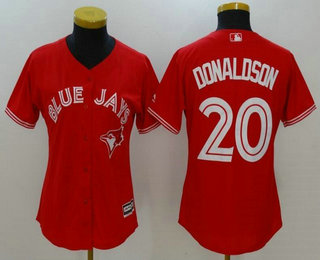 Women's Toronto Blue Jays #20 Josh Donaldson Red Stitched MLB 2017 Cool Base Jersey