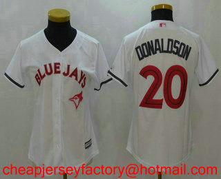 Women's Toronto Blue Jays #20 Josh Donaldson White with Pink Mother's Day Stitched MLB Cool Base Jersey