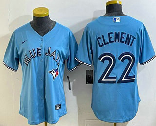 Women's Toronto Blue Jays #22 Ernie Clement Light Blue Cool Base Jersey
