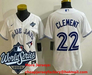 Women's Toronto Blue Jays #22 Ernie Clement White 2025 World Series Cool Base Jersey