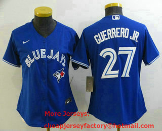Women's Toronto Blue Jays #27 Vladimir Guerrero Jr Blue Stitched MLB Cool Base Nike Jersey