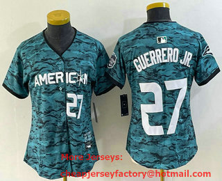 Women's Toronto Blue Jays #27 Vladimir Guerrero Jr Number Teal 2023 All Star Cool Base Stitched Jersey