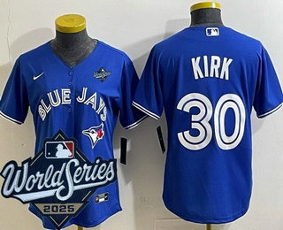Women's Toronto Blue Jays #30 Alejandro Kirk Blue 2025 World Series Cool Base Jersey