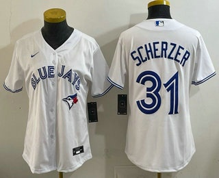 Women's Toronto Blue Jays #31 Max Scherzer White Cool Base Jersey