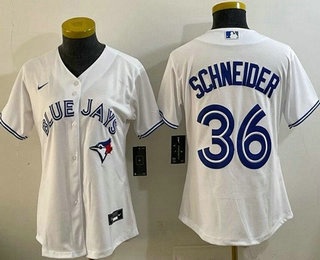 Women's Toronto Blue Jays #36 Davis Schneider White Cool Base Jersey