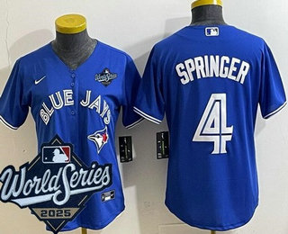 Women's Toronto Blue Jays #4 George Springer Blue 2025 World Series Cool Base Jersey