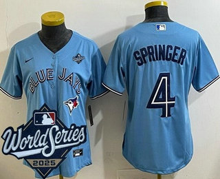 Women's Toronto Blue Jays #4 George Springer Light Blue 2025 World Series Cool Base Jersey