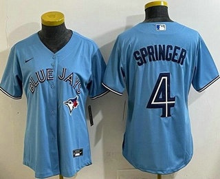 Women's Toronto Blue Jays #4 George Springer Light Blue Cool Base Jersey