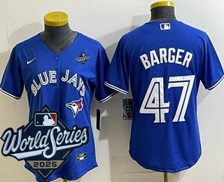 Women's Toronto Blue Jays #47 Addison Barger Blue 2025 World Series Cool Base Jersey