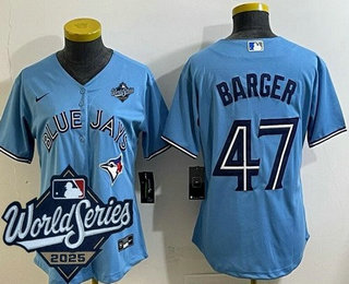 Women's Toronto Blue Jays #47 Addison Barger Light Blue 2025 World Series Cool Base Jersey
