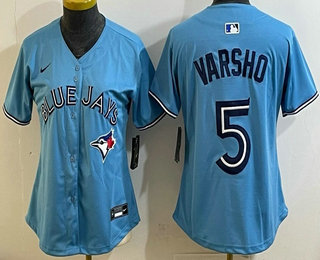 Women's Toronto Blue Jays #5 Daulton Varsho Light Blue Cool Base Jersey