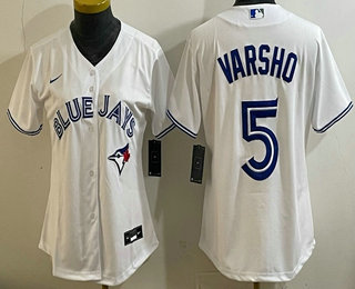 Women's Toronto Blue Jays #5 Daulton Varsho White Cool Base Jersey