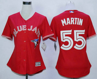 Women's Toronto Blue Jays #55 Russell Martin Red Cool Base Baseball Jersey