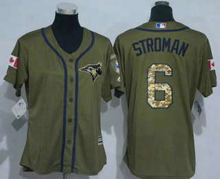 Women's Toronto Blue Jays #6 Marcus Stroman Green Salute to Service Baseball Jersey