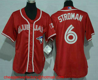 Women's Toronto Blue Jays #6 Marcus Stroman Red Stitched MLB 2016 Canada Day Cool Base Jersey