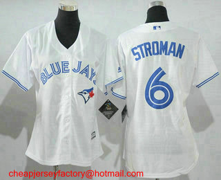 Women's Toronto Blue Jays #6 Marcus Stroman White Stitched MLB Cool Base Jersey