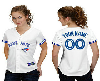 Women's Toronto Blue Jays Majestic White Cool Base Custom Jersey