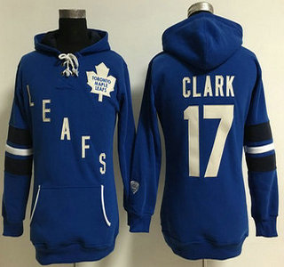Women's Toronto Maple Leafs #17 Wendel Clark Old Time Hockey Blue Hoodie