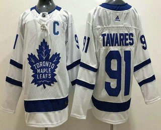 Women's Toronto Maple Leafs #91 John Tavares White Stitched Jersey