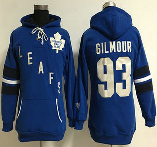 Women's Toronto Maple Leafs #93 Doug Gilmour Old Time Hockey Blue Hoodie