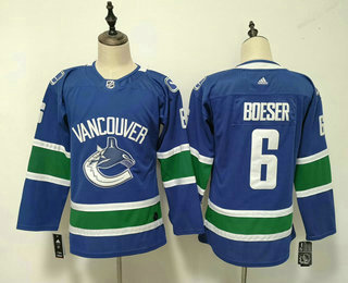 Women's Vancouver Canucks #6 Brock Boeser Blue Adidas Stitched NHL Jersey