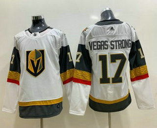 Women's Vegas Golden Knights #17 Vegas Strong White Adidas Stitched NHL Jersey