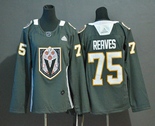 Women's Vegas Golden Knights #75 Ryan Reaves Gray Dia De Los Muertos Adidas Jersey