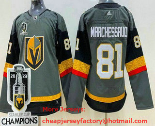 Women's Vegas Golden Knights #81 Jonathan Marchessault Gray 2023 Stanley Cup Champions Authentic Jersey