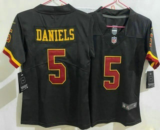 Women's Washington Commanders #5 Jayden Daniels Limited Black Alternate Vapor Jersey