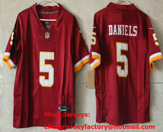Women's Washington Commanders #5 Jayden Daniels Limited Red FUSE Vapor Jersey