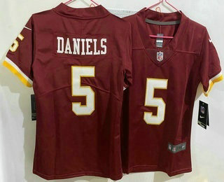 Women's Washington Commanders #5 Jayden Daniels Limited Red Vapor Jersey