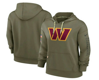 Women's Washington Commanders 2022 Olive Salute to Service Therma Performance Pullover Hoodie