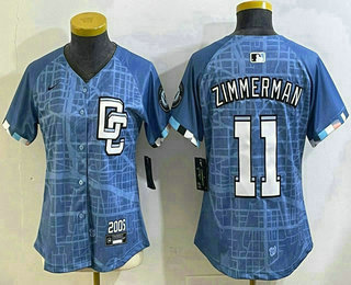 Women's Washington Nationals #11 Ryan Zimmerman Blue 2025 City Connect Limited Jersey