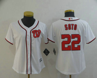 Women's Washington Nationals #22 Juan Soto White Stitched MLB Cool Base Jersey